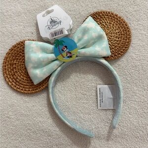 Disney Woven Minnie Ears with Light Blue Bow